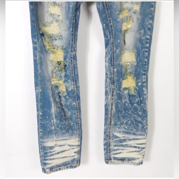 NWT MAKOBI M1928 ALL OVER SHREDDED JEANS COLOR DIRT WASH 34/32 - Picture 3 of 6